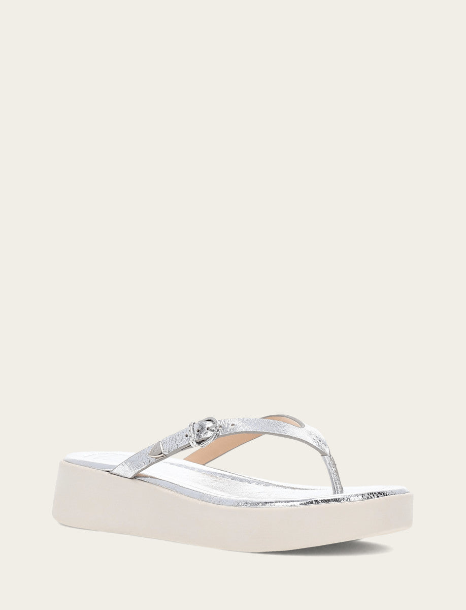 Women's Silver Maya Buckle Thong Sandals - Silver