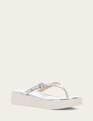 Women's Silver Maya Buckle Thong Sandals - Silver