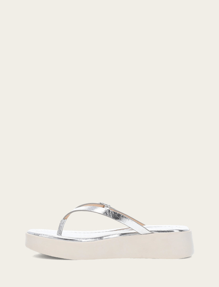 Women's Silver Maya Buckle Thong Sandals - Silver