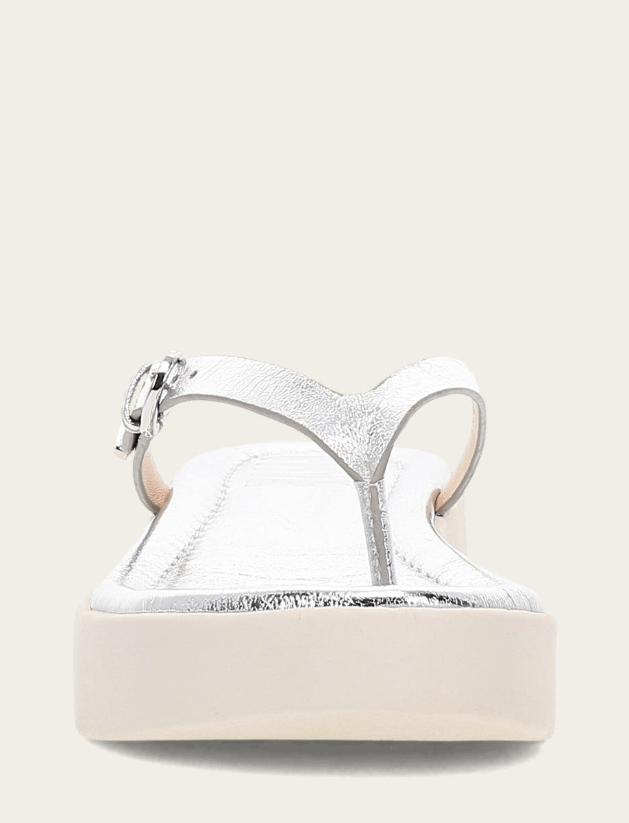 Women's Silver Maya Buckle Thong Sandals - Silver