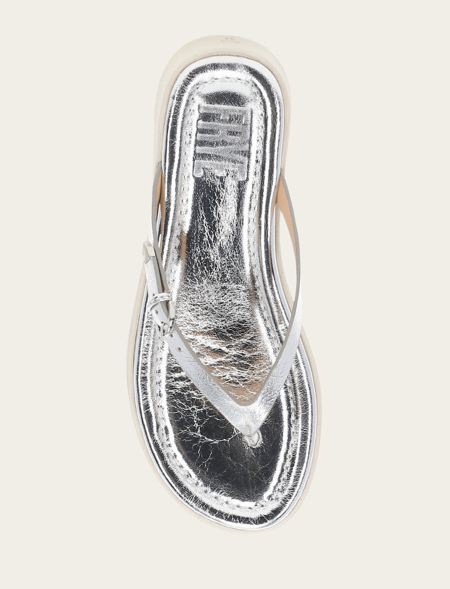 Women's Silver Maya Buckle Thong Sandals - Silver