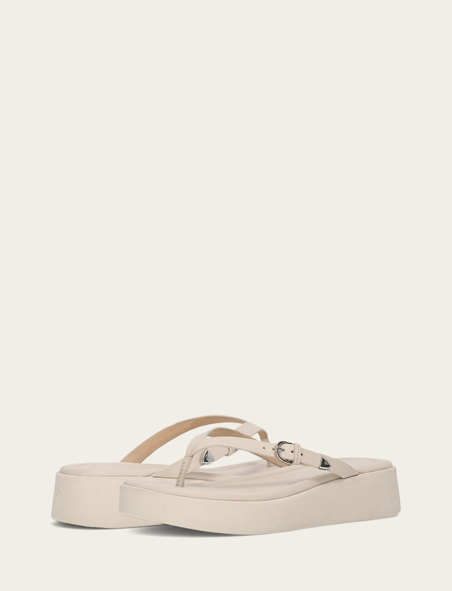 Women's Ivory Maya Buckle Thong Sandals - Ivory