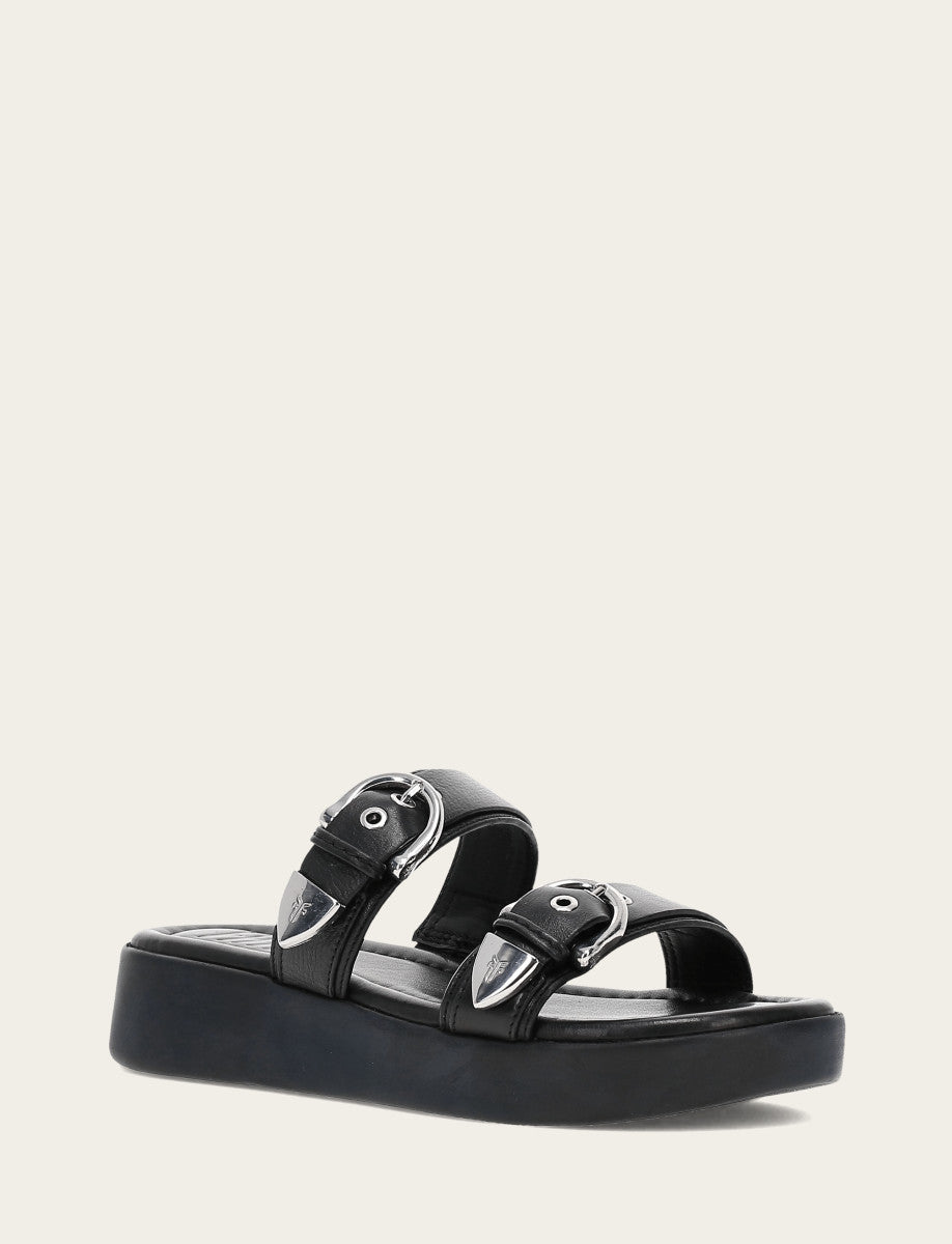 Women's Black Maya Buckle Sandals - Black
