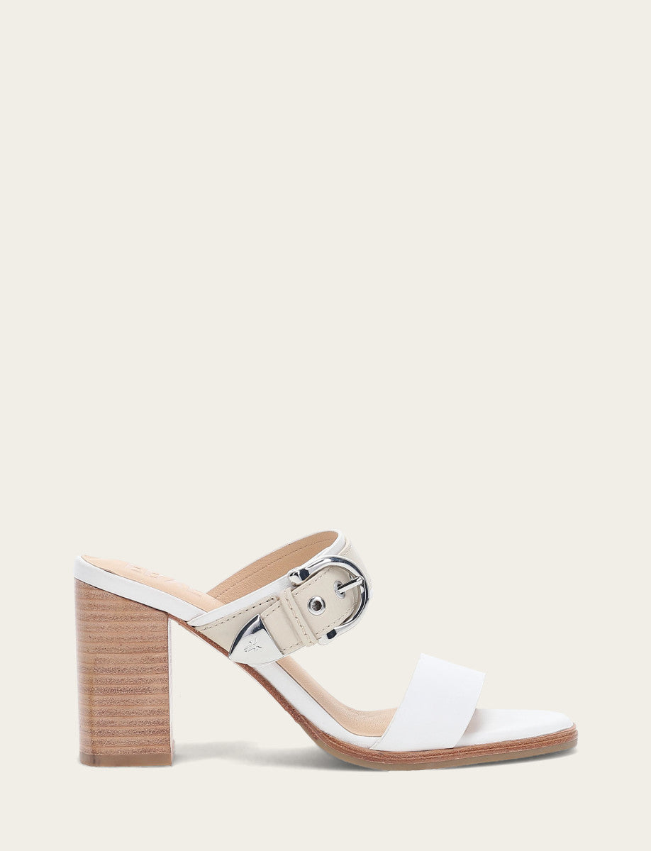 Women's White Ivory Stella Buckle Slide Sandals - White/ivory
