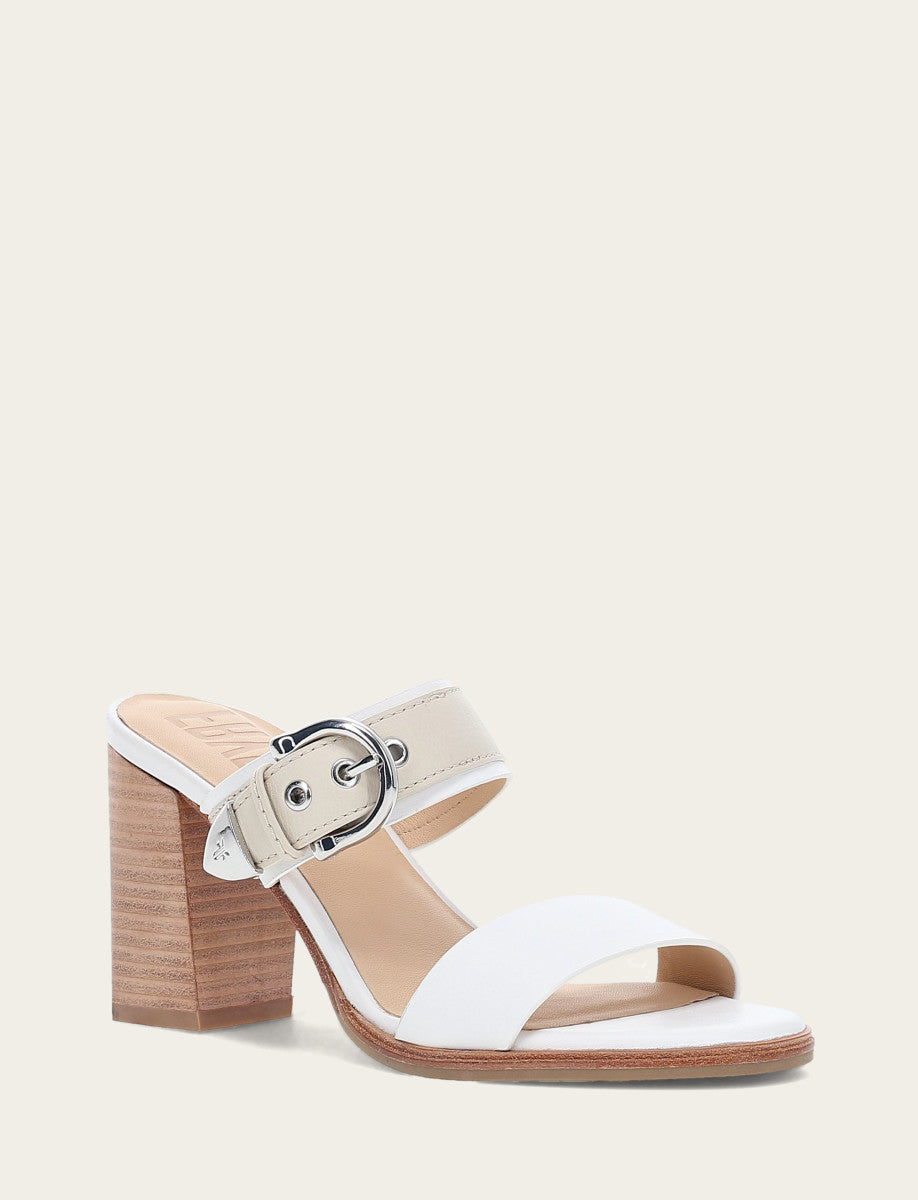 Women's White Ivory Stella Buckle Slide Sandals - White/ivory