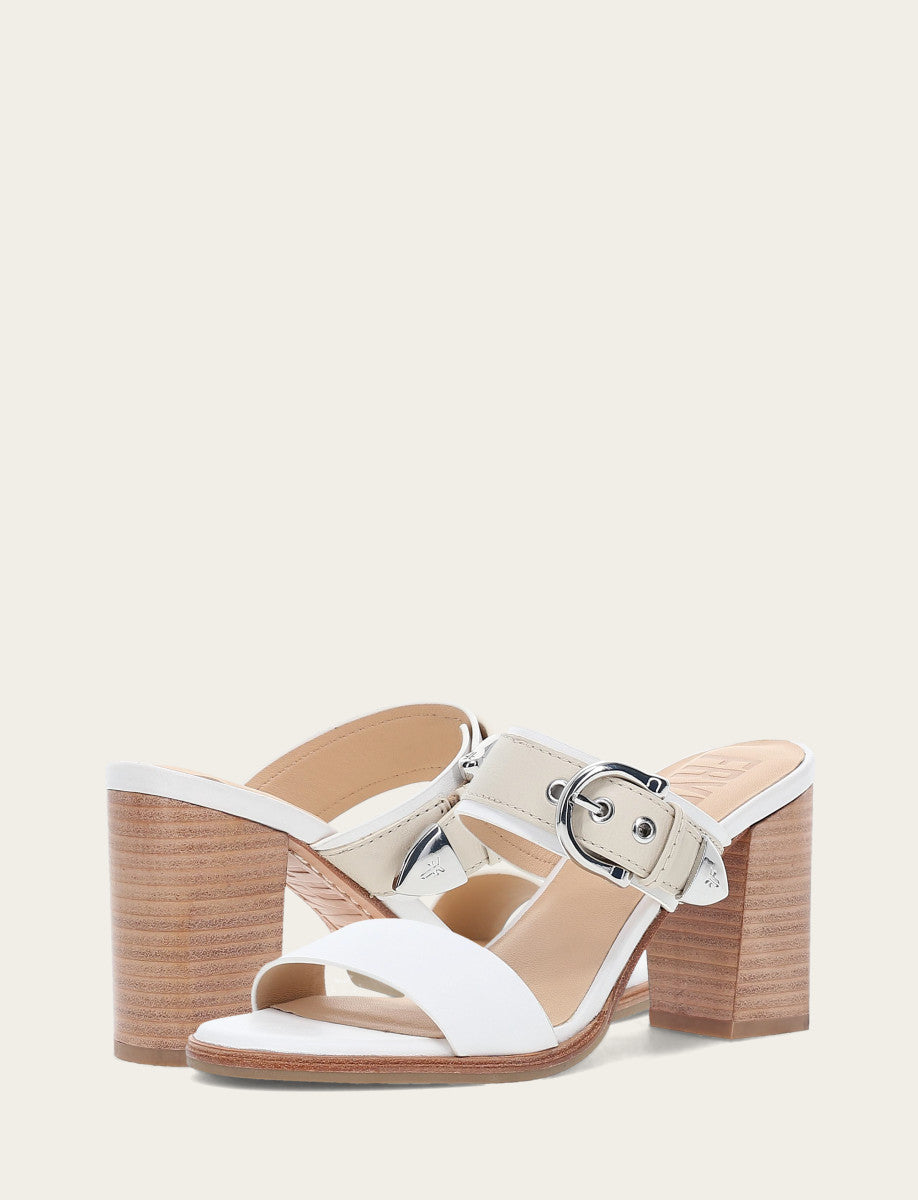 Women's White Ivory Stella Buckle Slide Sandals - White/ivory