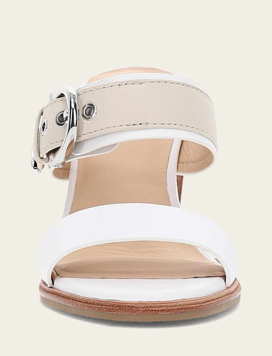 Women's White Ivory Stella Buckle Slide Sandals - White/ivory