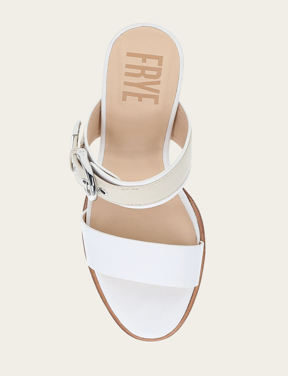 Women's White Ivory Stella Buckle Slide Sandals - White/ivory