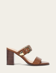 Women's Dark Latte Stella Buckle Slide Sandals - Dark Latte