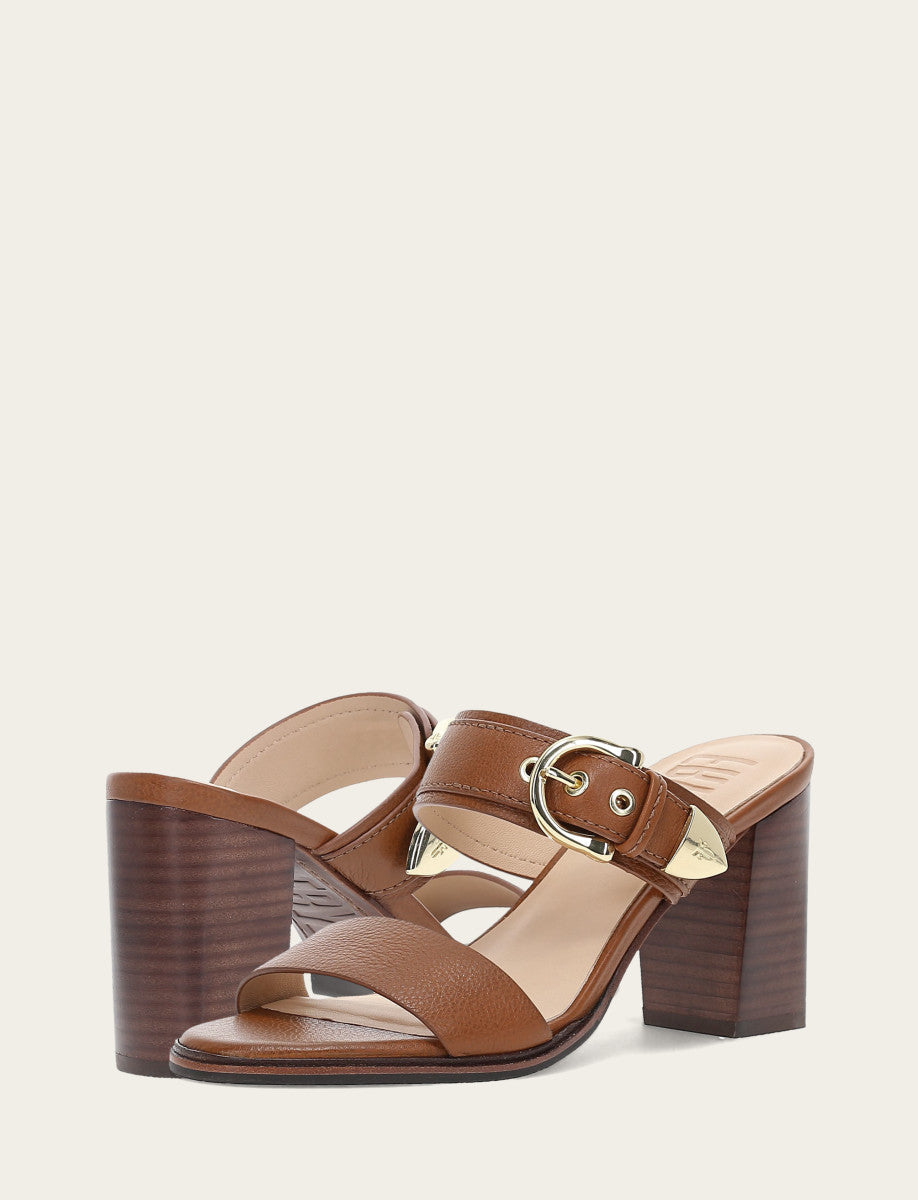 Women's Dark Latte Stella Buckle Slide Sandals - Dark Latte