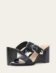 Women's Black Stella Buckle Slide Sandals - Black