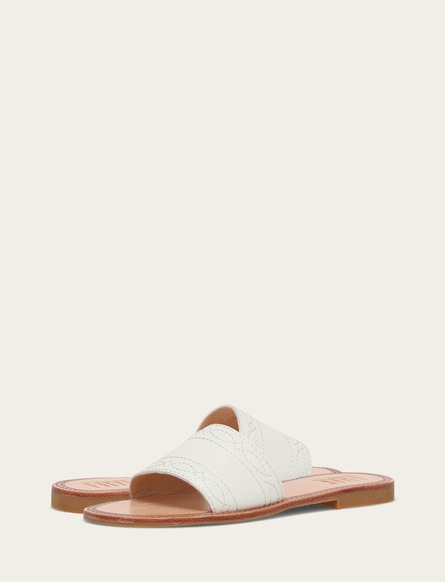 Women's White Ava Woodstock Slide Sandals - White