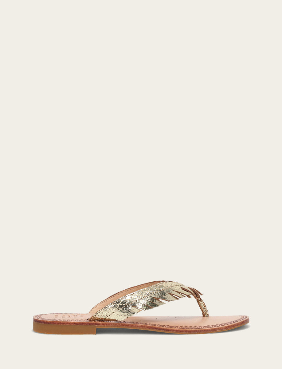 Women's Gold Mirror Ava Fringe Sandals - Gold Mirror