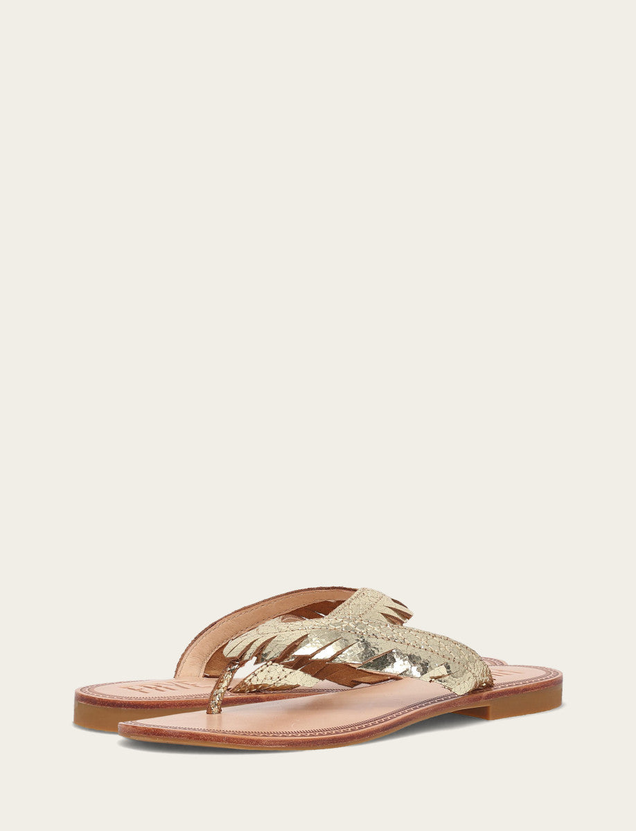 Women's Gold Mirror Ava Fringe Sandals - Gold Mirror