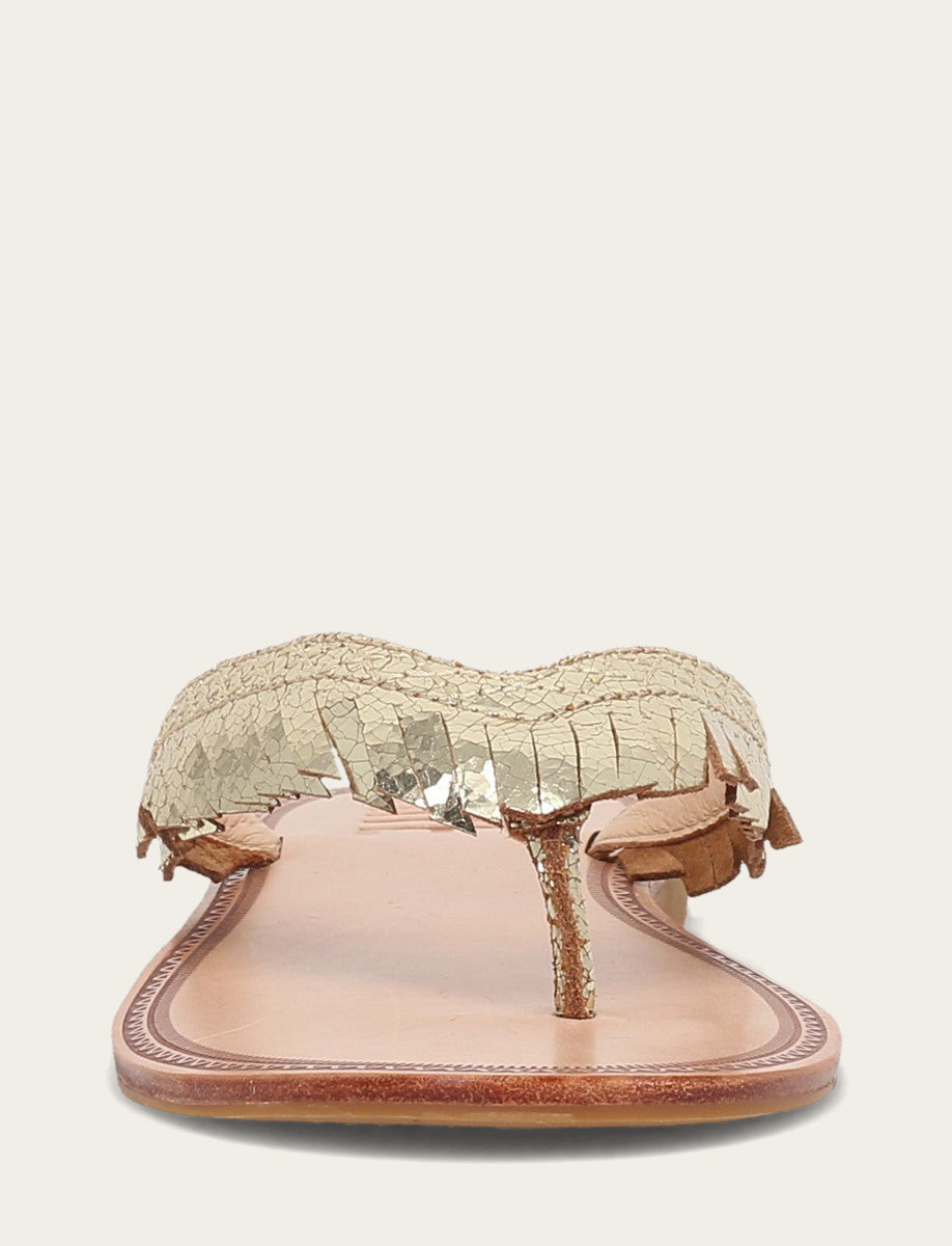 Women's Gold Mirror Ava Fringe Sandals - Gold Mirror