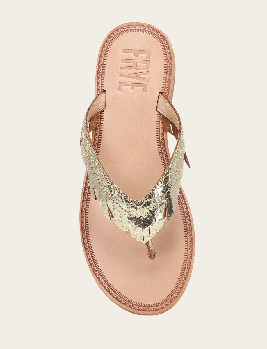 Women's Gold Mirror Ava Fringe Sandals - Gold Mirror
