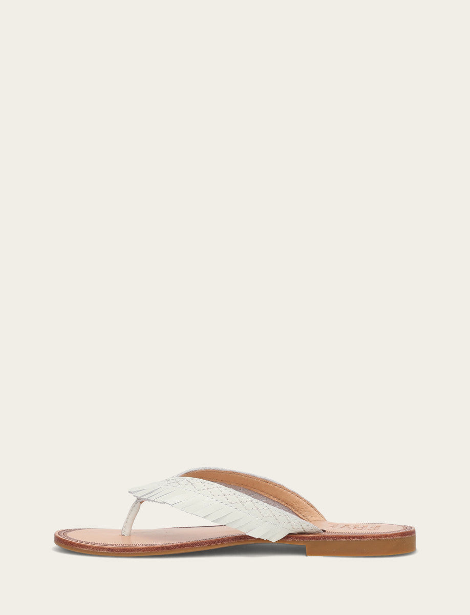 Women's White Ava Fringe Sandals - White