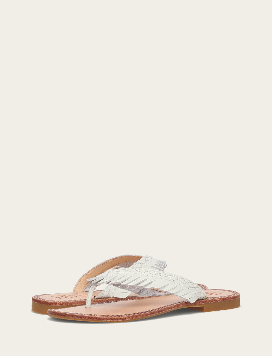 Women's White Ava Fringe Sandals - White