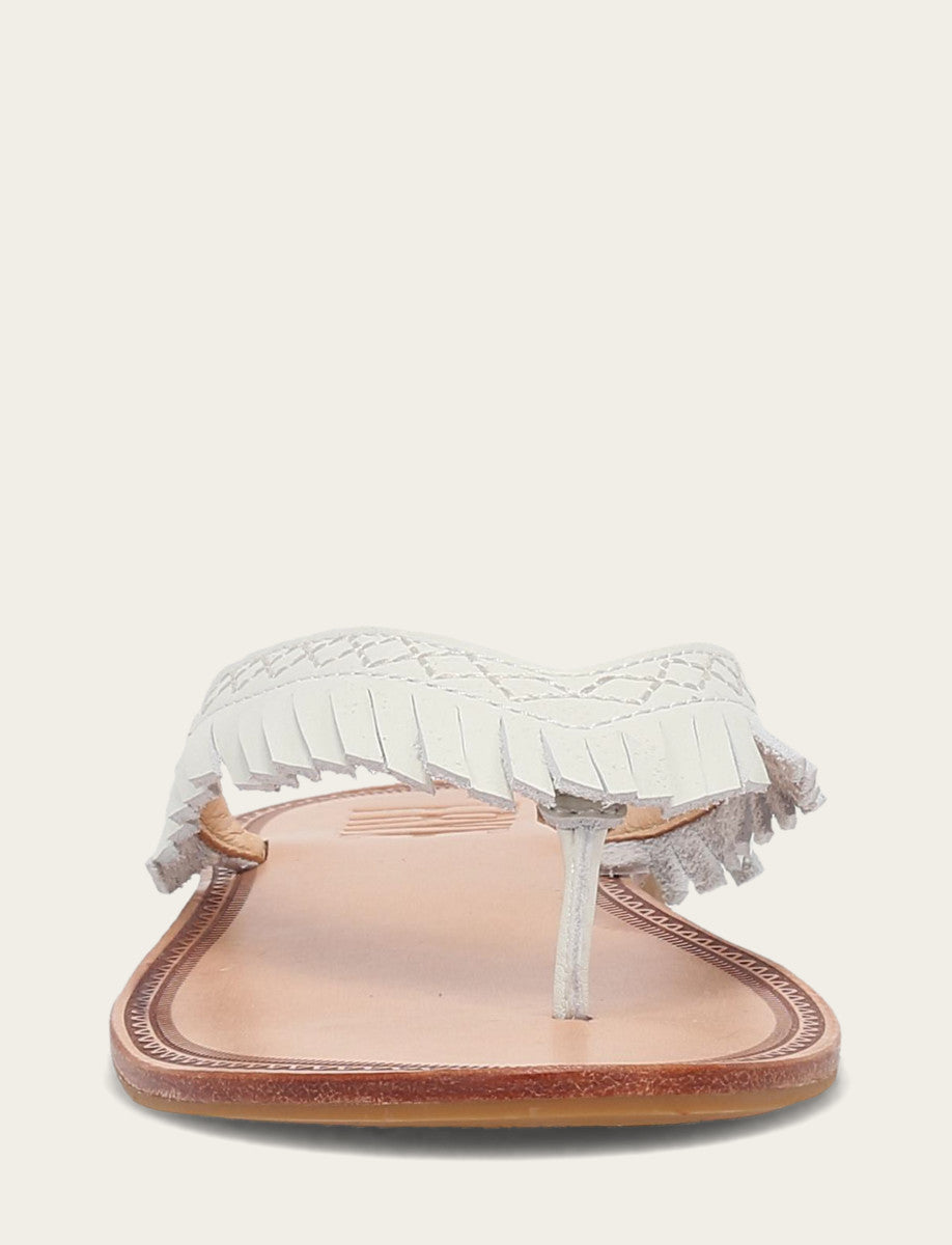 Women's White Ava Fringe Sandals - White