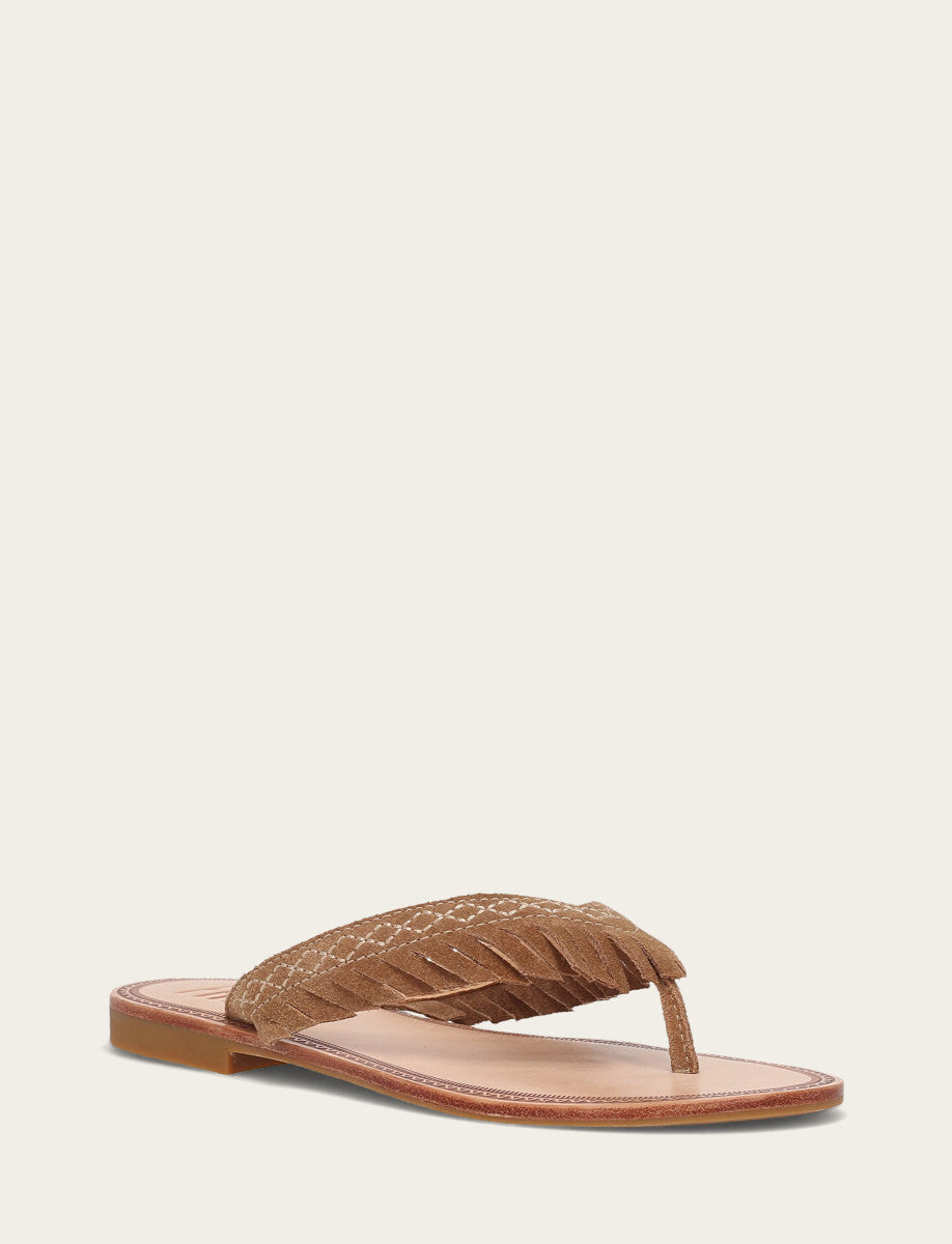 Women's Almond Ava Fringe Sandals - Almond