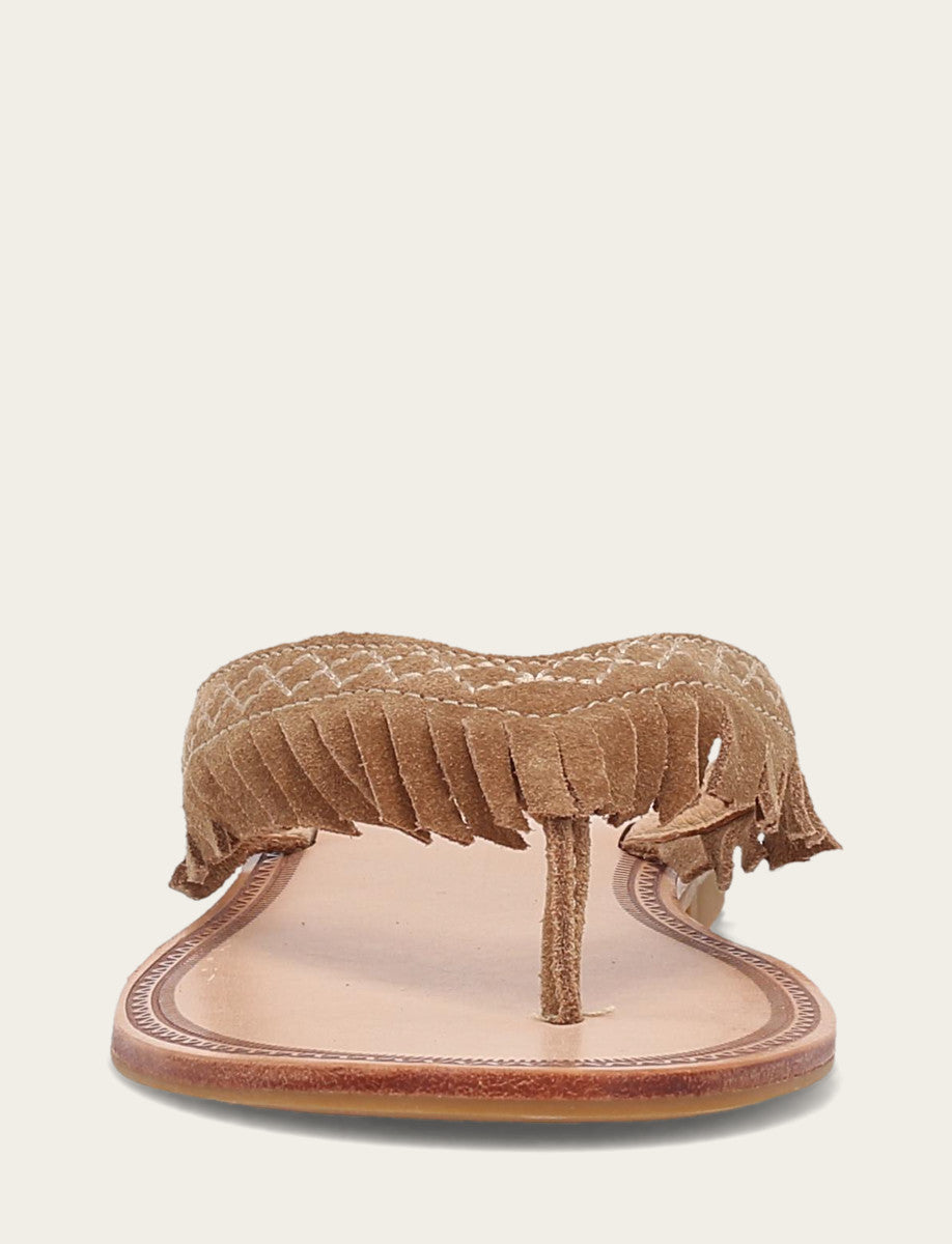 Women's Almond Ava Fringe Sandals - Almond