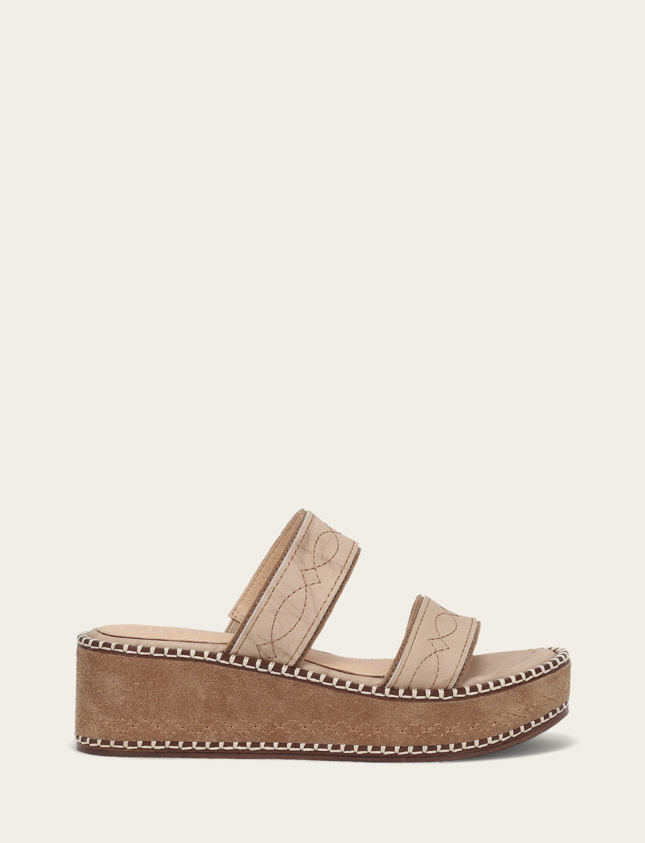 Women's Almond Joy Woodstock 2 Band Platform Slide Sandals - Natural/ Almond