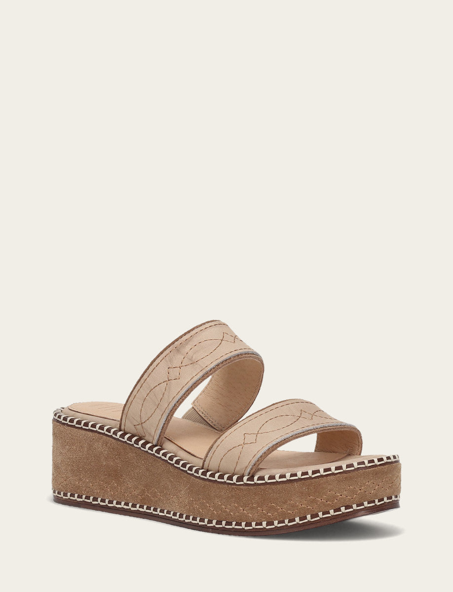 Women's Almond Joy Woodstock 2 Band Platform Slide Sandals - Natural/ Almond