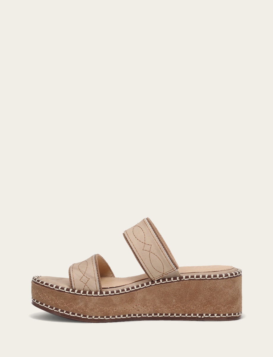 Women's Almond Joy Woodstock 2 Band Platform Slide Sandals - Natural/ Almond