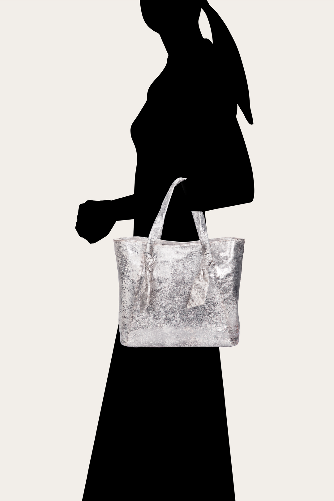 Women's Nora Knotted Tote Bag - Cream Metallic