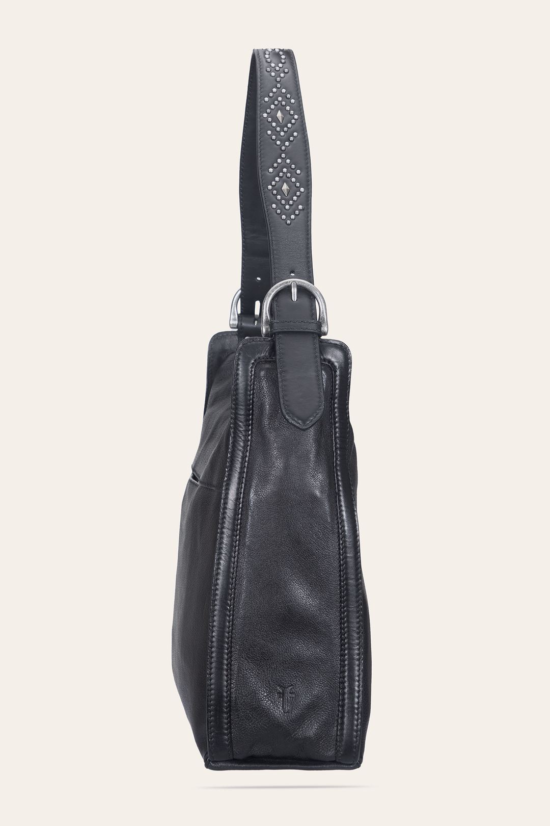 Women's Black Carla Studded Hobo Handbag - Black