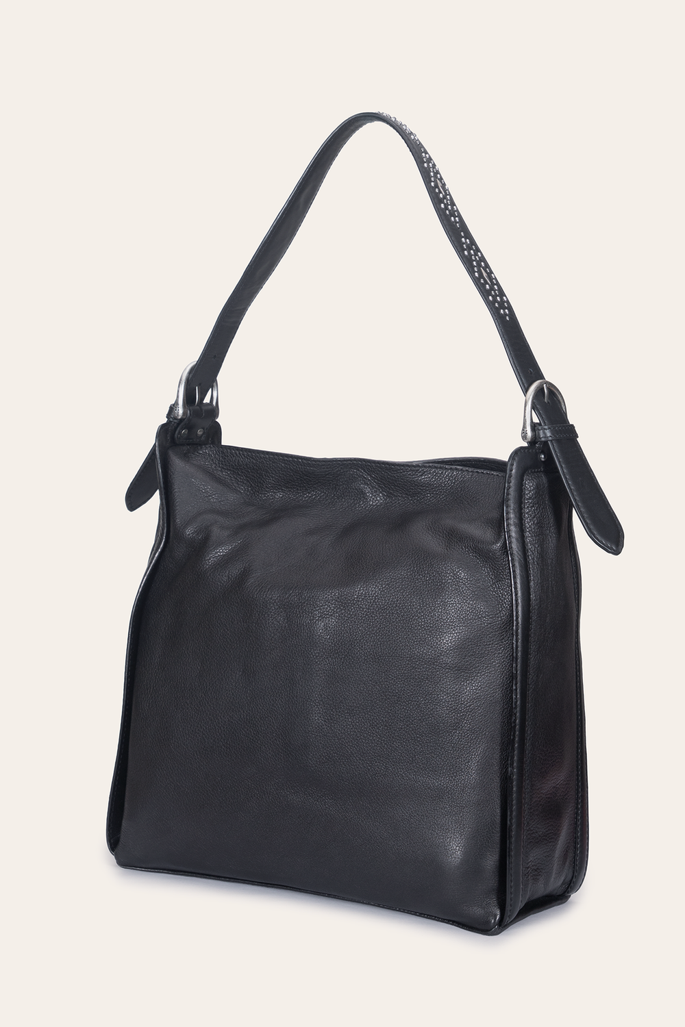 Women's Black Carla Studded Hobo Handbag - Black