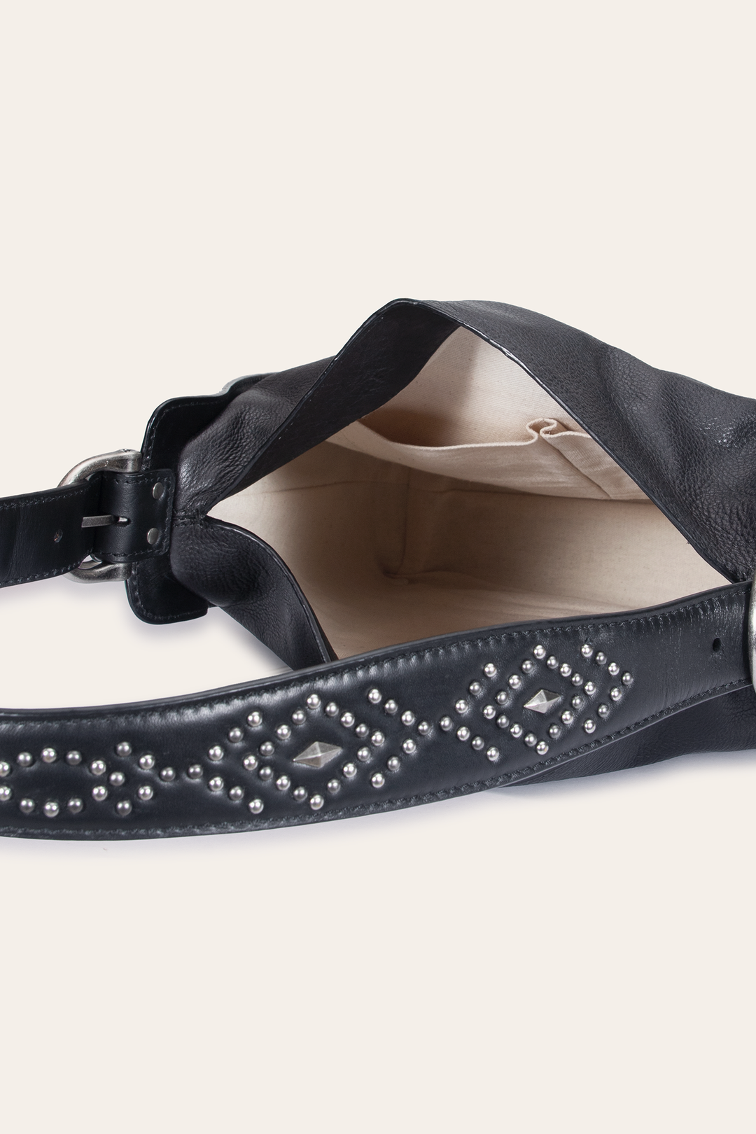 Women's Black Carla Studded Hobo Handbag - Black