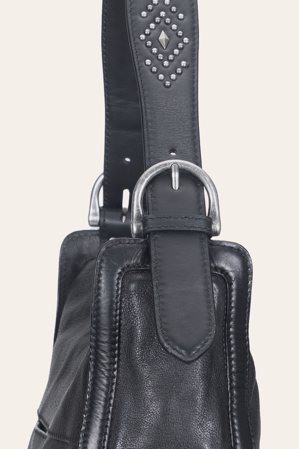 Women's Black Carla Studded Hobo Handbag - Black