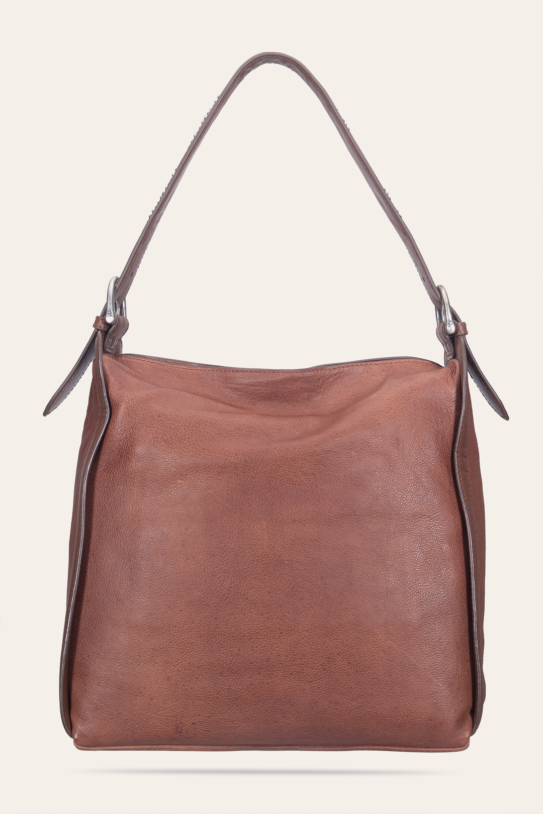 Women's Cognac Carla Studded Hobo Handbag - Cognac
