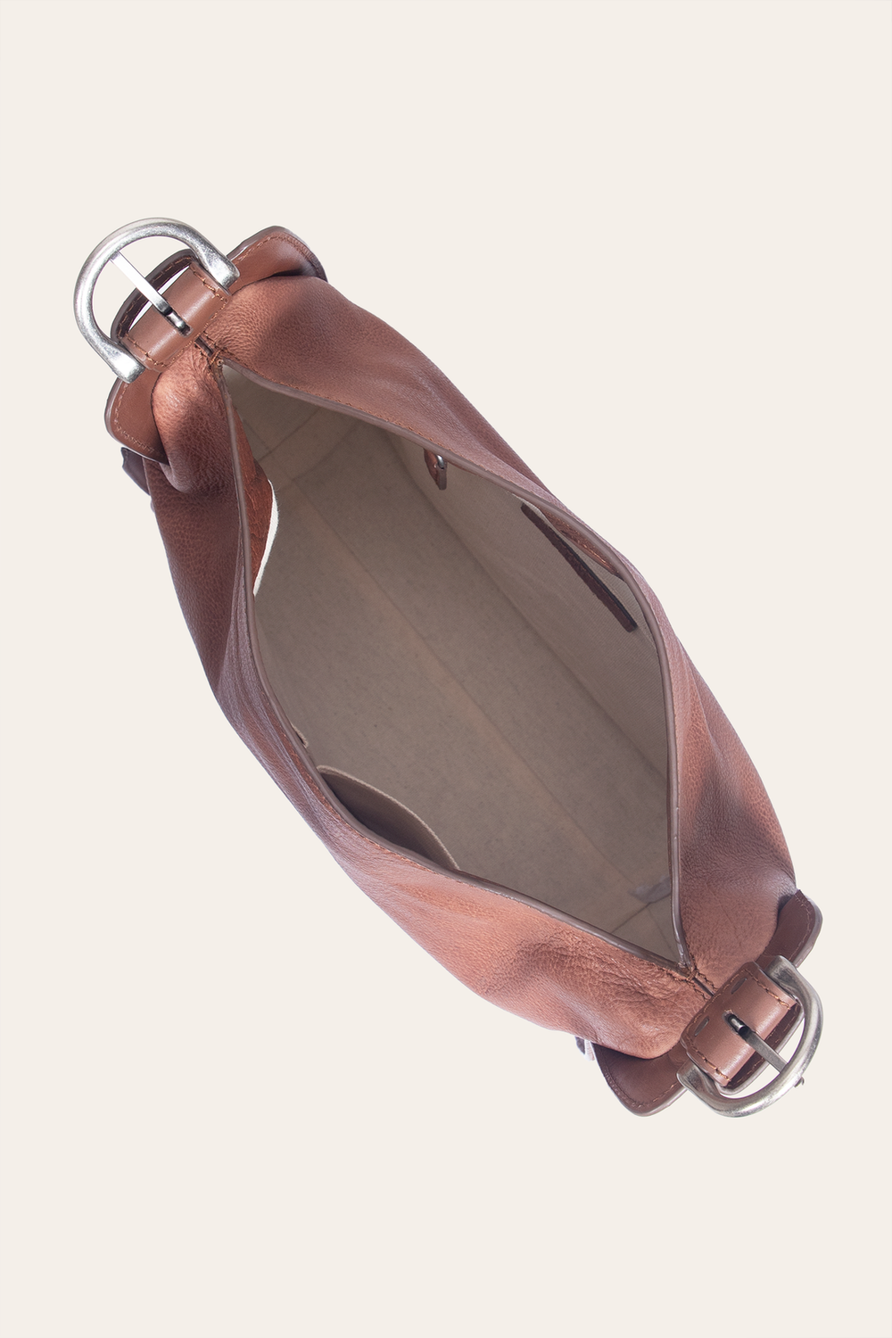 Women's Cognac Carla Studded Hobo Handbag - Cognac