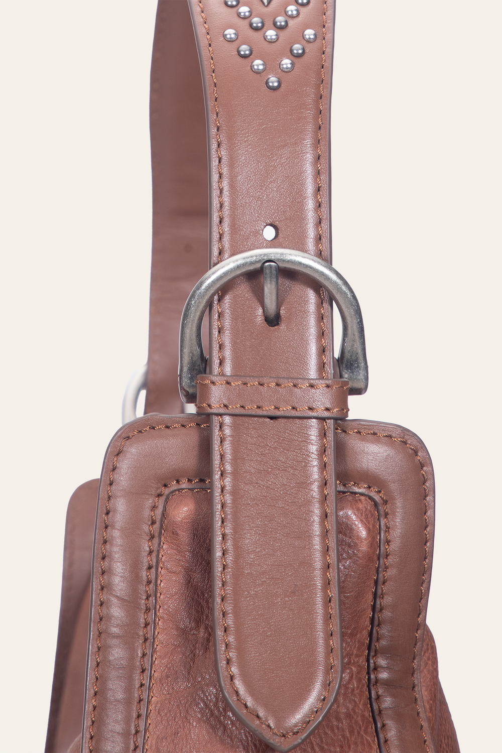 Women's Cognac Carla Studded Hobo Handbag - Cognac
