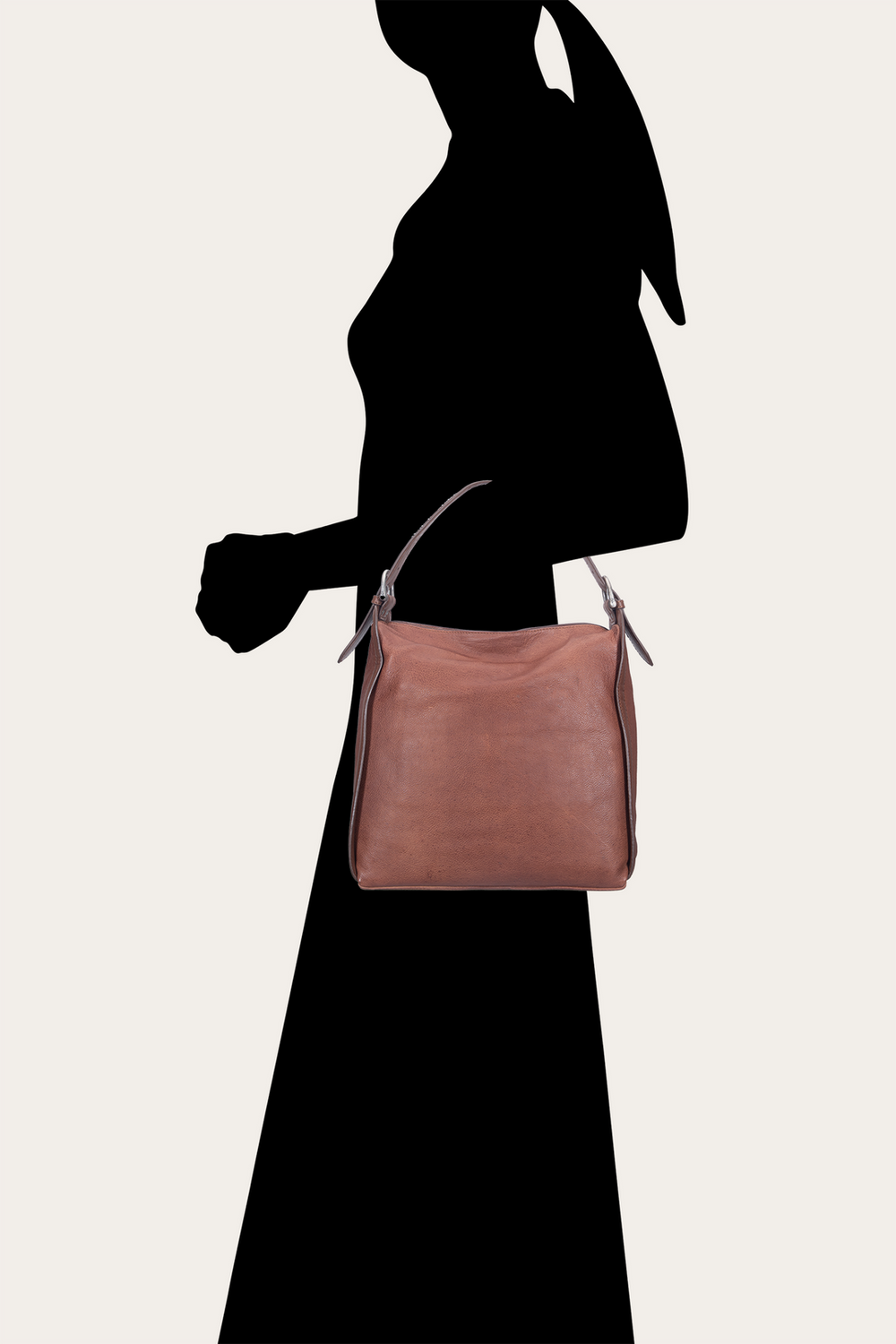 Women's Cognac Carla Studded Hobo Handbag - Cognac