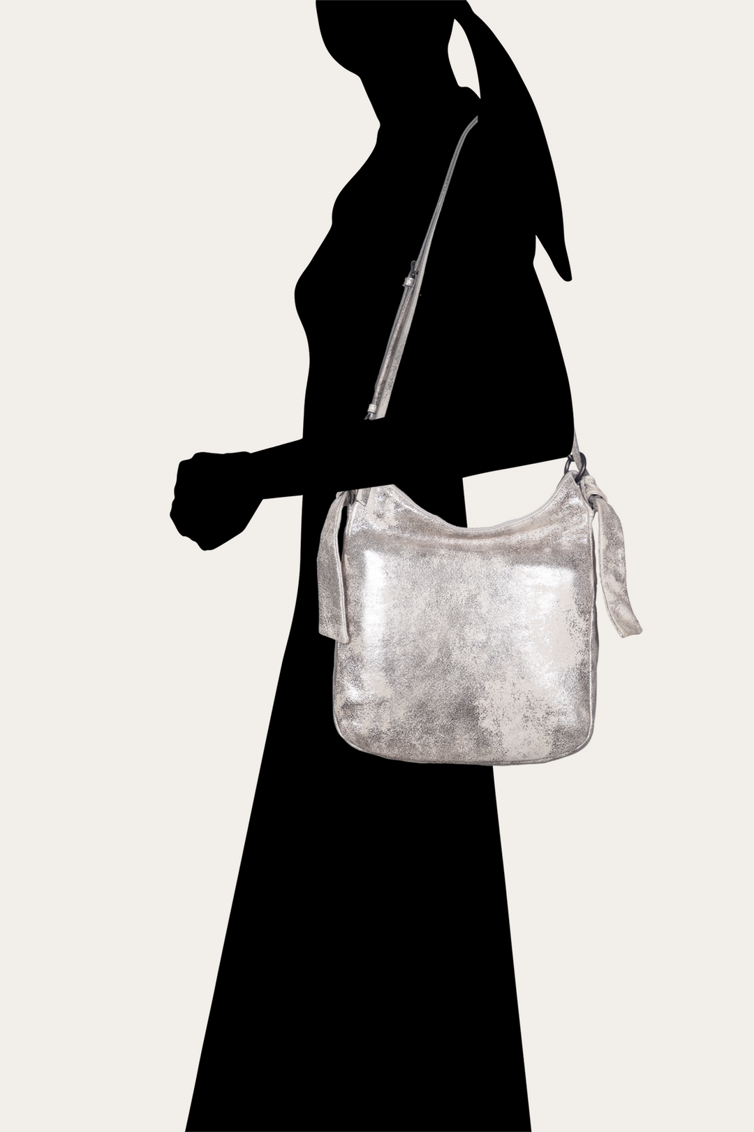 Women's Nora Backpack Hobo Handbag - Cream Metallic