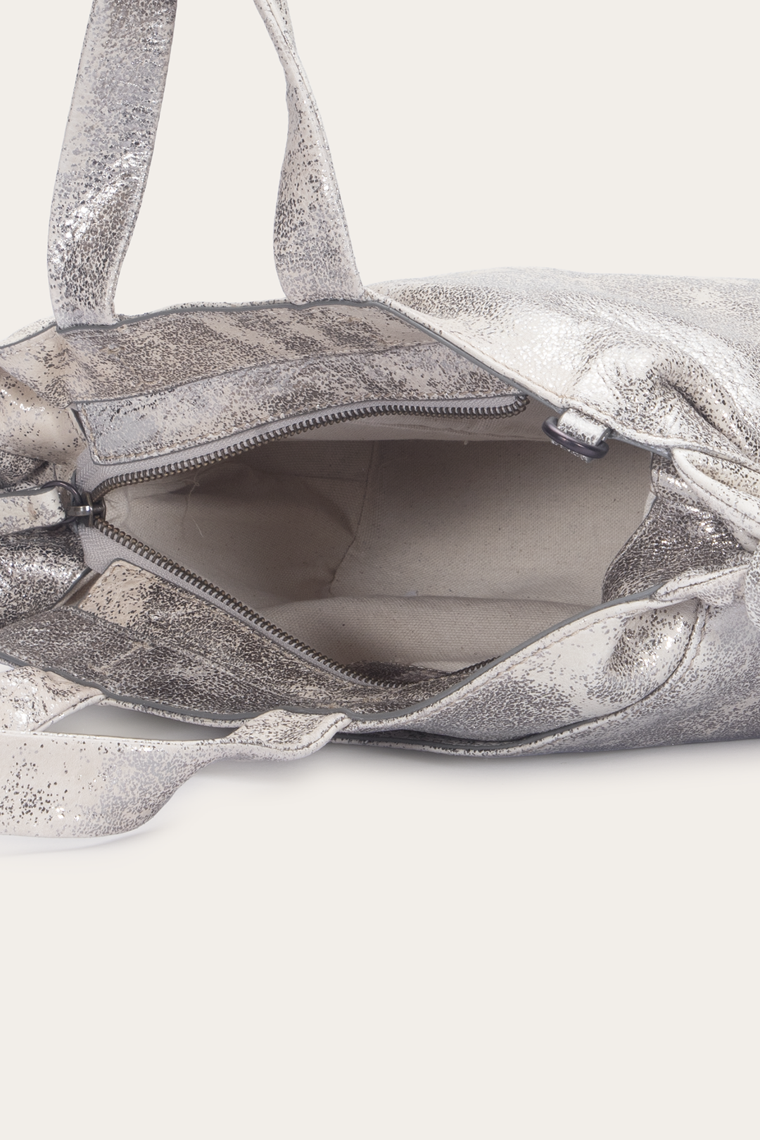Women's Nora Satchel Handbag - Cream Metallic