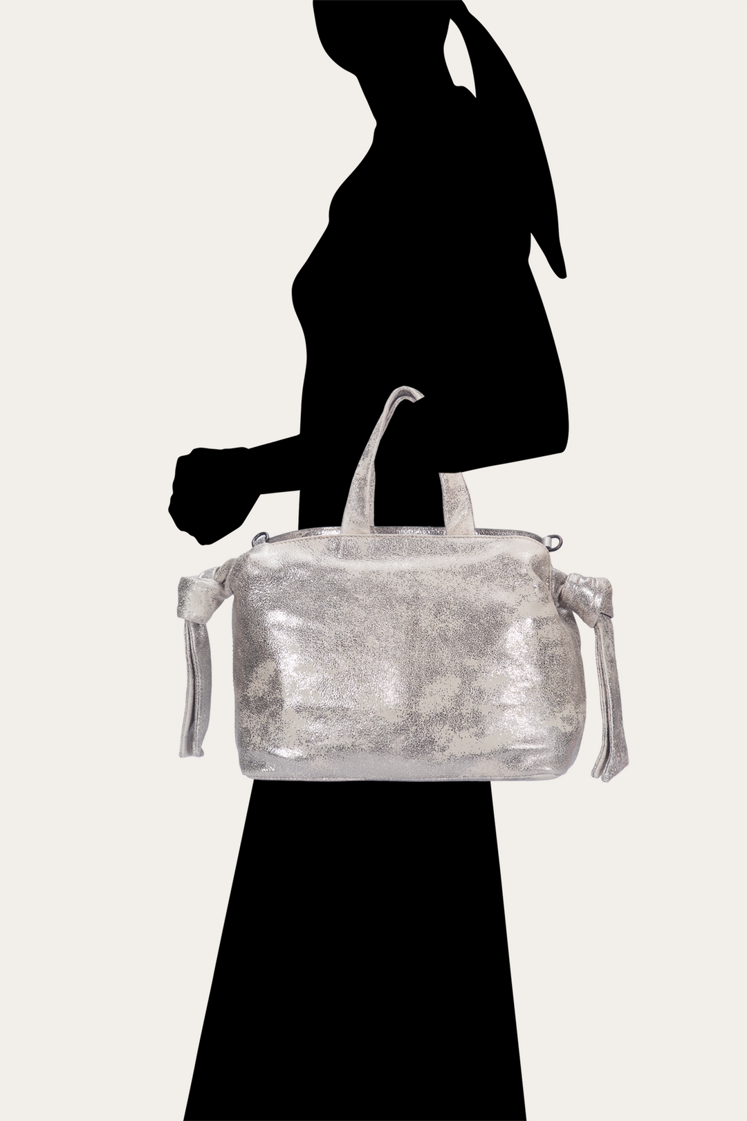 Women's Nora Satchel Handbag - Cream Metallic