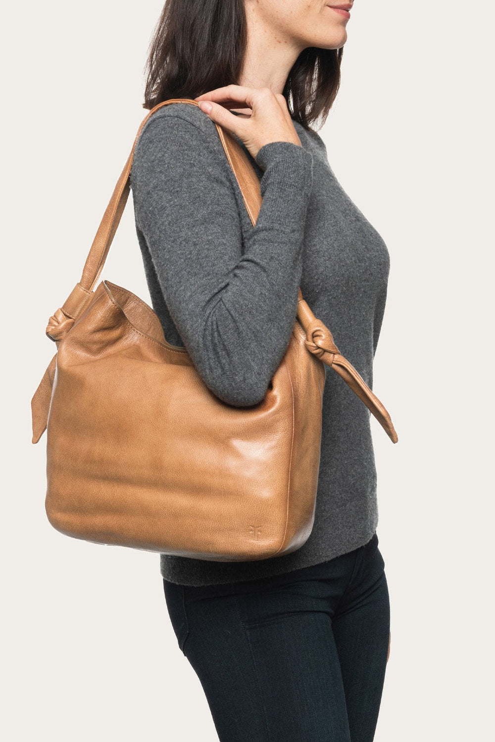 Nora Knotted Hobo in Beige - Beige