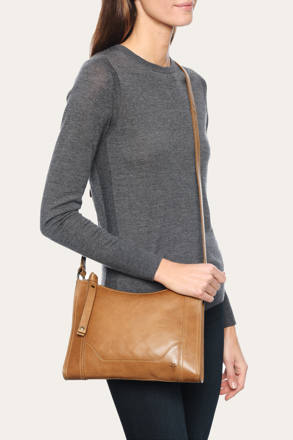 Melissa Zip Crossbody in Beige - Beige