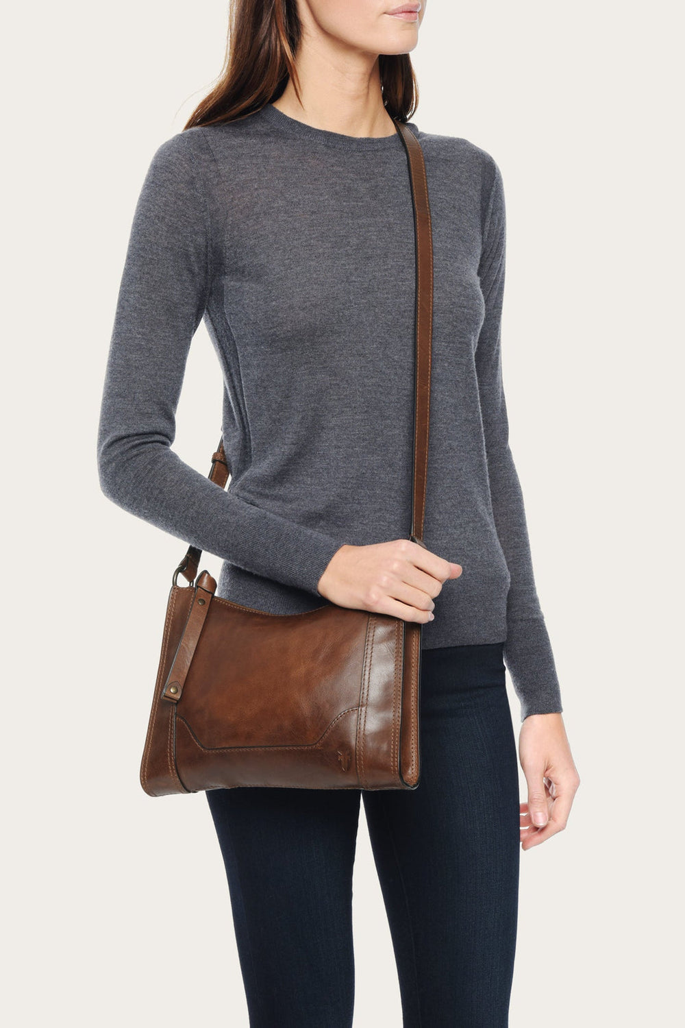 Melissa Cognac Zip Crossbody - Cognac