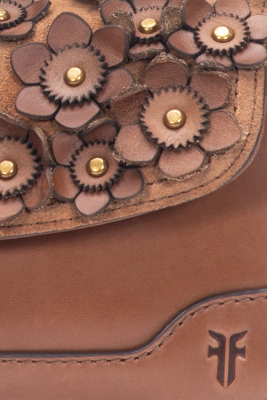 Cognac Melissa Floral Convertible Mini Flap - Cognac