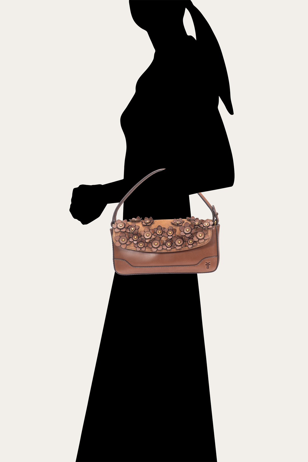 Cognac Melissa Floral Convertible Mini Flap - Cognac