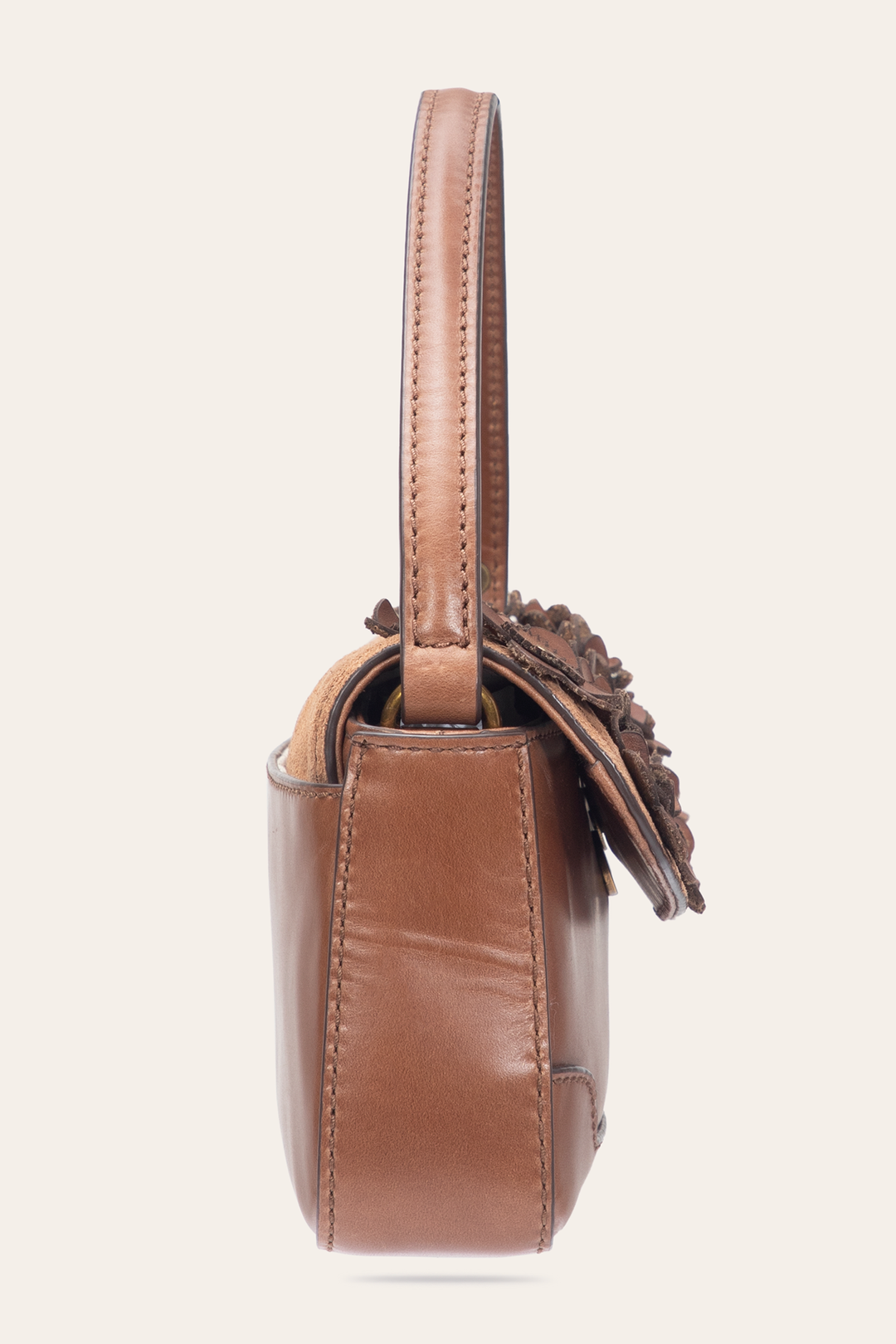 Cognac Melissa Floral Convertible Mini Flap - Cognac