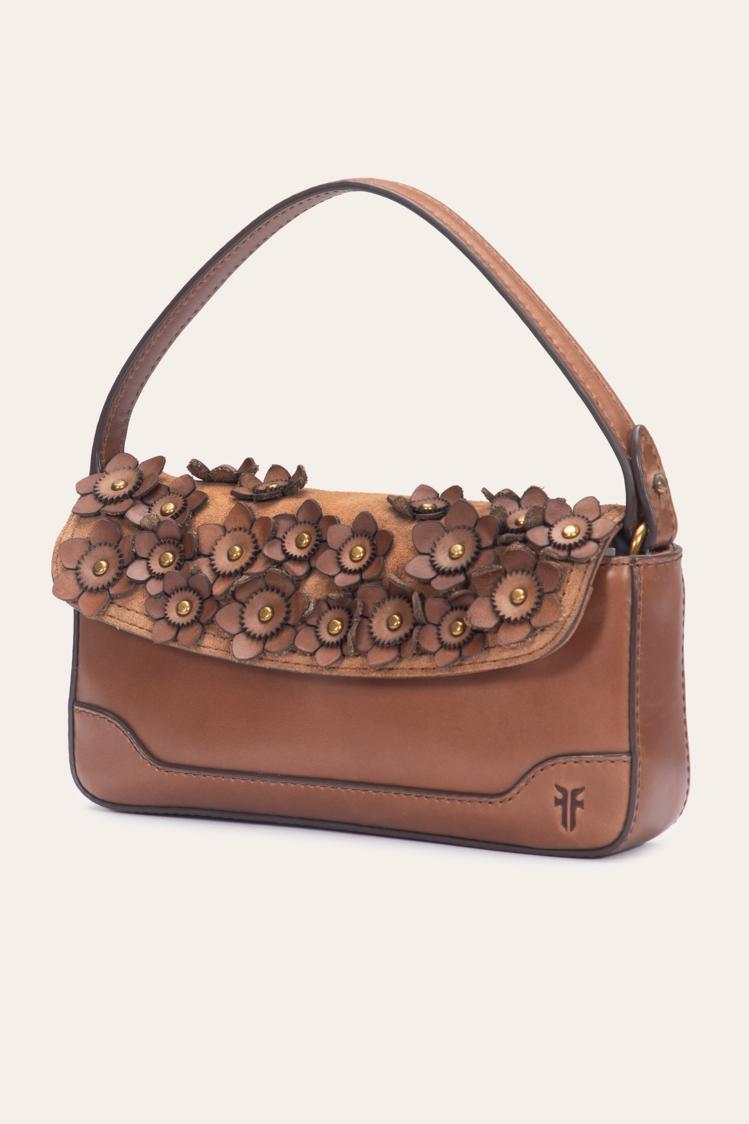Cognac Melissa Floral Convertible Mini Flap - Cognac