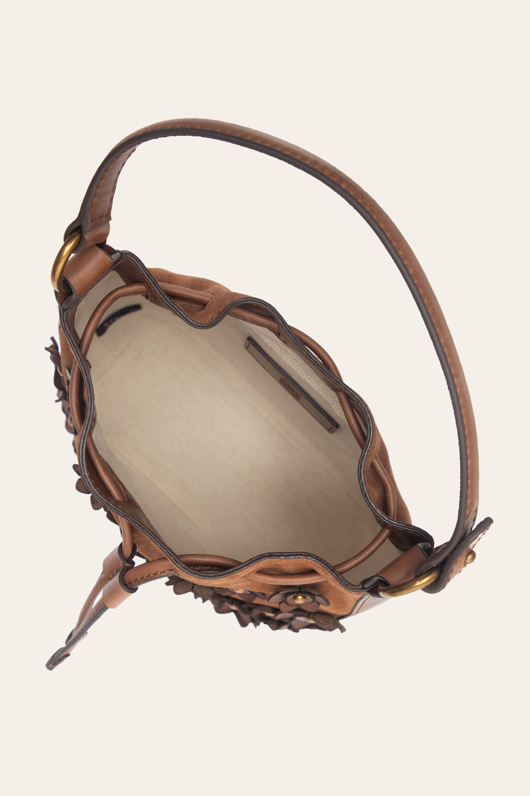 Cognac Melissa Floral Convertible Bucket - Cognac