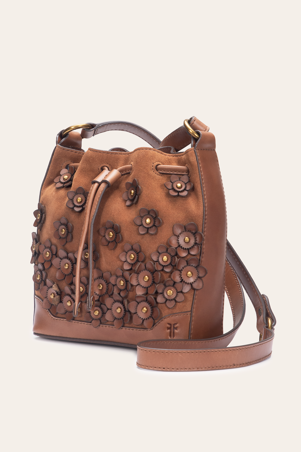 Cognac Melissa Floral Convertible Bucket - Cognac