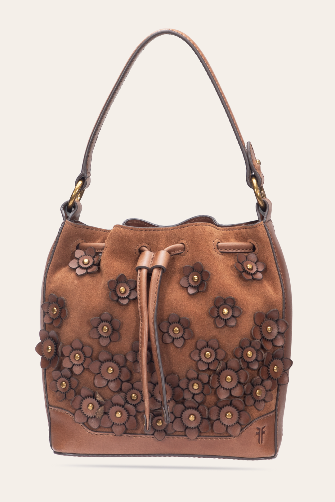 Cognac Melissa Floral Convertible Bucket - Cognac